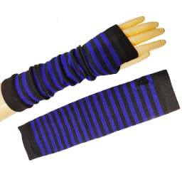 Men Women's Summer Winter Long Knitted Stripe Hip-Hop Emo Gothic Lolita Black Fingerless Gloves Girls Boys Arm Warmers Gloves