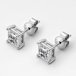 KNOBSPIN D Color Princess Cut Moissanite Earring s925 Sterling Sliver Plated with 18k White Gold Earrings for Women Fine Jewelry