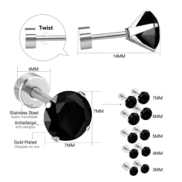 12Pair Cubic Zirconia Stud Earrings Round Crystal Stainless Steel No Fade Simple Screw Earrings Jewelry Gifts Wholesales Vintage