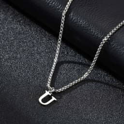 Vnox Simple A-Z Letter Necklace for Men, Waterproof Stainless Steel 26 Letters Pendant Necklace,Men’s Minimal Initial Necklace