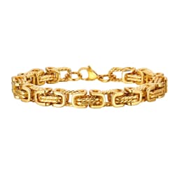 Vnox Stainless Steel Byzantine Bracelet for Men, 8mm Wide Vintage Style Bold Square Links Chain Wristband, Father's Day Gift
