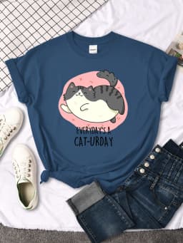 Chubby Little Gray Cat Cute Print T-Shirt Woman Kawaii Cartoon Blouses Women Fashion oversize Harajuku Shirt Funny Girl T Shirts