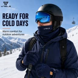 WRELS Winter Warm Gloves Neck Gaiter Set Knitted Gloves Windproof Soft Fleece Neck Warmer For Men Women Outdoor Skiing Cycling