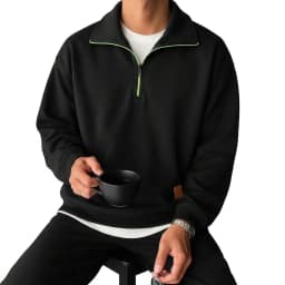 Men's Long Sleeve Half Zipper Sweatshirts Solid Pullover Luxury Zip Up Hoodies Casual Mens Coats Gym Man Quarter Zip Poleron
