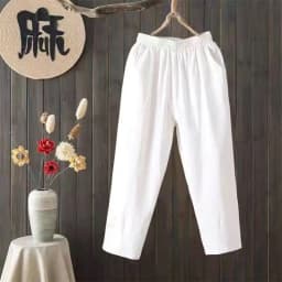 Summer Cotton Linen Loose Fit Thin High Waist Straight Leg Harem Pants for Women Korean Style Nine Points Trendy Trousers
