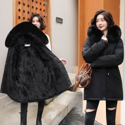 Spring Parkas Women Coats Mid Length Coat Thick Warm Hooded Drawstring Jackets Splice Zipper Tight Waist Jacket Autumn Winter