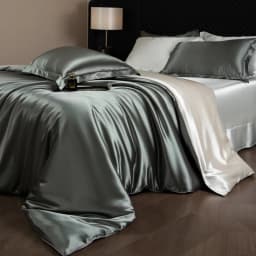Silk Bed Sheets Set Luxury Bedding Set with Duvet Cover Fitted/Flat Bedheet Pillowcases Mixed with Rayon King Queen Full Twin