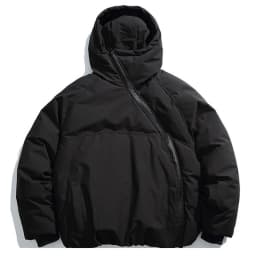 Winter Men Jackets Diagonal Zipper Hooded Parkas Thicken Warm Coat Black Loose Casual Padded Jacket Outwear for Male 2025