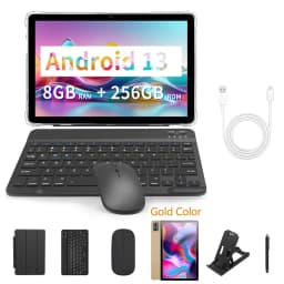 BDF 5G Pad 10.1 Inch Pad 8GB RAM 256GB ROM Dual SIM Dual Camera Tablet with Keyboard Cover Case Mouse 8000mAh Battery