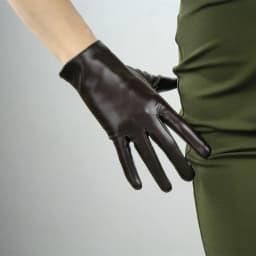 LONG GLOVES Faux Leather PU 15" 38cm Coffee Dark Deep Brown Loose Fit Unisex LLDLLNT