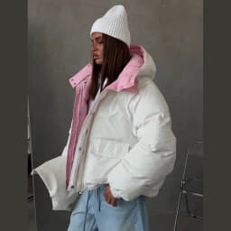 Women 3 in 1 Puffer Jacket Reversible Wear Detachable Sleeves Oversized Loose Fit Hooded Coat Casual Winter Ladies Outerwear
