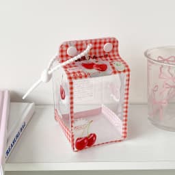 Clear Pvc 3d Milk Box Doll Bag Ins Cartoon Storage Case Portable Figure Display Organizer For Student Girls Toy Collectibles