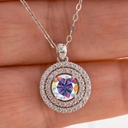 1 CT Real D Color VVS Moissanite Pendant Necklace For Women Red Blue Color Moissanite 925 Sterling Silver Wedding Fine Jewelry