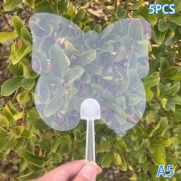 5Pcs Plastics Transparent Blank Fan Children DIY Stage Performance Hand Fan Decor For DIY Craft Make Hand Graffiti Fan