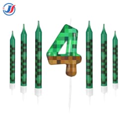7Pcs Retro Pixel Birthday Cake Candles Topper for Pixel Theme Party Anniversary Party Video Game Party Supplies for Boys Girls
