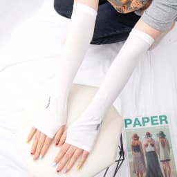 1 Pair Unisex Summer Finger Sleeve Ice Cool Wearing High Elastic Elbow Spring Outdoor Riding Fingerless Fishing Ice Silk Sleeves