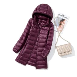 Schinteon M-7XL Women Down Jacket Ultralight White Duck Down Long Coat with Removable Hood Thin Slim Spring Autumn Outwear New