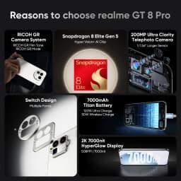 realme GT 8 Pro 5G Smartphone EU Version Snapdragon 8 Elite Gen 5 144Hz Screen 200MP Ultra Camera 50W Wireless Charge 2026 New