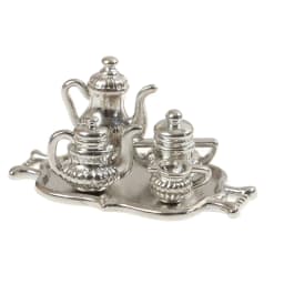 1:12 Doll House Miniature Metal Tea Set/Wine Set Model Doll House Furniture Miniature Dining Ware Toy Teapot Cup Plate