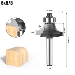 6mm Shank 1/4" Shank Corner Round Over Router Bit with Bearing Milling Cutter for Wood Woodwork Tungsten Carbide