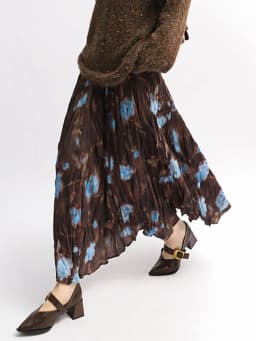 [EAM] High Elastic Waist Leopard Printed Pleated A-line Half-body Skirt Women Fashion Tide New Spring Autumn 2026 1DJ4319
