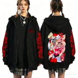 Hazbin Hotel 2026 New Anime 2D Print Hoodie Fun Style Men's and Women's Zip-up Sweatshirt
