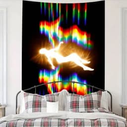 VIKAMA Chic Aesthetic Tapestry, Rainbow Neon Figure Polyester Decor, All-Season for Bedroom, Living Room, Home Decoration