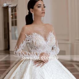 Customized Sexy Backless Long Sleeve Crystal Ball Gown Wedding Dresses Exquisite Appliques Court Train Vintage Bridal Gown