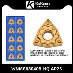 Kakarot Carbide Insert WNMG080404-CQ AP45 WNMG 080408-TM Turning Tools Rough machining CNC Lathe Cutter 10pcs Blade Plate