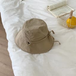 Casual Windbreak Rope Fisherman Hat Thin Lace-up Sunshade Basin Hat Solid Color Sunscreen Hat Summer