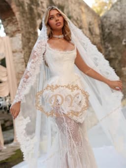 DY Unique Ivory Lace Mermaid Wedding Dresses Strapless Pearl Tassels Bridal Gowns Customized Lace-up Vestidos De Novia Sweep Tai