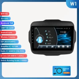 6115 Carplay 4G-LTE 9" Car Radio Android for Jeep Renegade 2016-2020 Multimedia Player Navigation GPS 2 Din Stereo DSP Autoradio