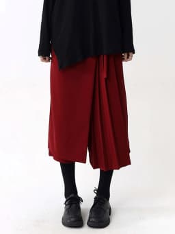 [EAM] High Elastic Waist Red Pleated Bandage Elegant Wide Leg Pants New Trousers Women Fashion Tide Spring Autumn 2026 1DH9565