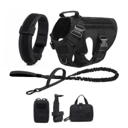 Tactical Dog Harness Collar Leash Molle Pouches For Medium Large Dogs Pet German Shepherd Training Walking Vest Dog Harnesses