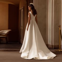ANGEL Modern V-Neck Wedding Dress Customized Sleeveless Satin Simple A-Line Bride Gown Backless Sweep Train Vestido de novia