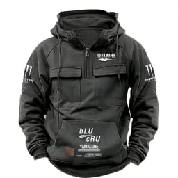 2026 Yamaha Logo Men's Motorcycle Jacket - High-Quality Multi-Pocket Hooded Racing Suit - Fall/Winter Fashion Casual Sport Coat