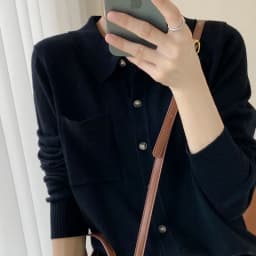 WinvyNee Women's Elegant Spring Knitted Cardigan Wool Polo Neck With Pockets Solid All-Match Casual Soft Tops Coats ZB1047006