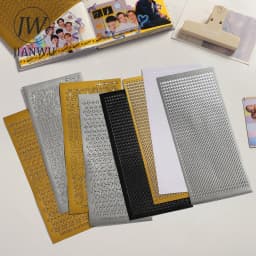 JIANWU 2 Pack/set Simple Bronzing Hot Silver PVC Goo Card Decor Sticker Creative DIY Handbook Scrapbook Collage Stationery