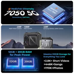 HOTWAV Hyper 8 Pro Rugged Smartphone 125dB Lound Speaker 55W Fast Charging 5G Mobile Phone 12000mAh 108MP 12GB 512GB Cellphone