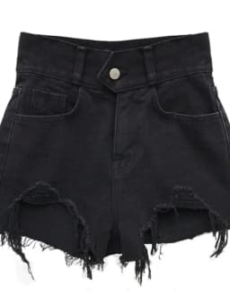 WOMENGAGA 2021 New Korean High Waist Thin Drawing Hole Tassel Solid Color Denim Shorts Trend Women Hot Sexy Black Shorts N9O3