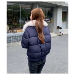 Korean Version Fashion Gray Long-sleeved Short Down Cotton Clothes Women's Winter New Removable Fur Collar Splicing Warm Jacket