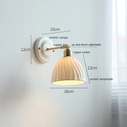 IWHD White Ceramic LED Wall Light Fixtures Copper Arm Socket Bedroom Living Room Beside Lamp Modern Wandlamp Applique Murale