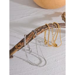 Yhpup Stainless Steel Flat & Bead Chains Double Layer Fashion Bracelet Bangle Men Women Charm Summer Beach Trendy Chic Jewelry