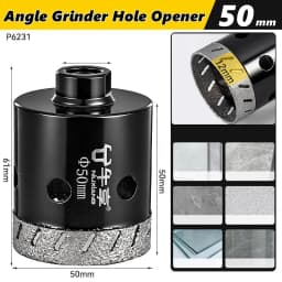 Diamond Hole Saw 20mm-60mm M10 Shank Diamond Core Drill Bit, Angle Grinder Hole Opener for Tile Granite Marble Glass Ceramic