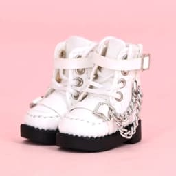 1 Pair High-top Obitsu 11 Doll Boots Metal Chain Mini 1/12 Bjd Doll Leather Shoes PU Leather High-heeled 1/12 Bjd Doll Boots