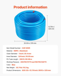 VEVOR Air Compressor Line Kit 100FT/200FT HDPE-Aluminum Compressed Air Piping System Air Line Tubing Kit for Garages Workshop