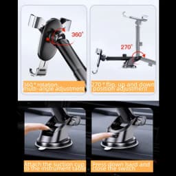 Lcars Car Phone Holder, Universal Gravity Mount for Vehicles, Anti-Shake Vacuum Suction Cup Adhesive Reinforced Holder, Dedicated Phone Holder for Dashboard Navigation and Entertainment, Suitable for Smartphones