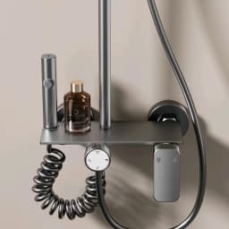 Multifunction Bathroom Shower System Set Hot and Cold Water Household Rotary Knob Pressurize Aluminum Gunmetal Gray Shower Set