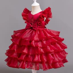 3-10 Years Children Boutique Dinner Party Formal Dress Princess Pink Elegant Glitter Ball Gown Baby Girls Birthday Party Dresses