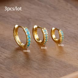 3 PCS/Set Simple Stainless Steel Crystal Small Hoop Earring Women Tiny Gold Color Cartilage Piercing Earring Minimalism Jewelry